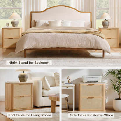 Woven 2-Drawers Nightstand