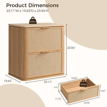 Woven 2-Drawers Nightstand