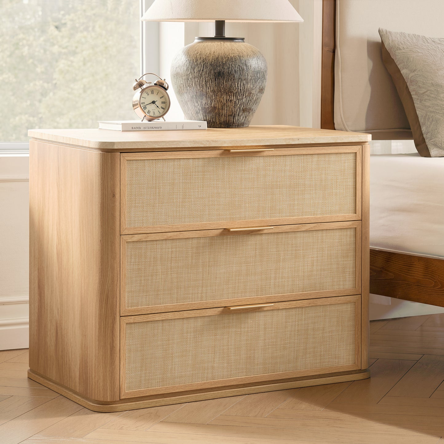 Woven 3-Drawers Nightstand