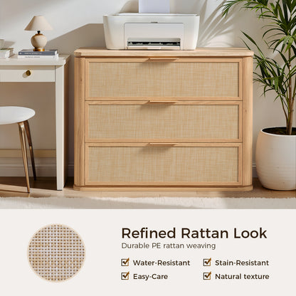 Woven 3-Drawers Nightstand