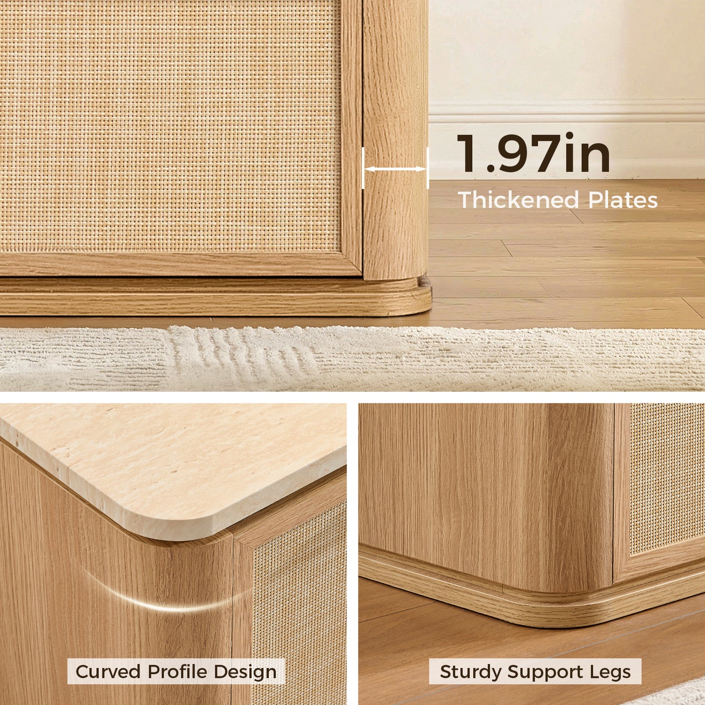 Woven 3-Drawers Nightstand