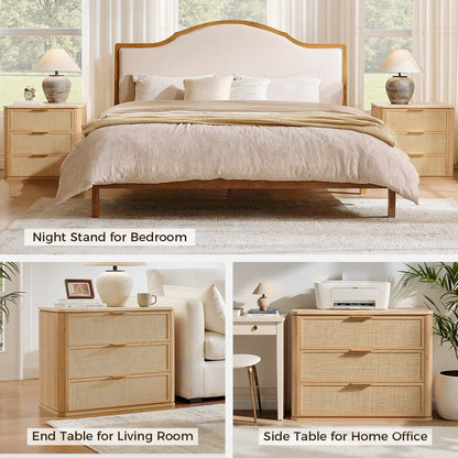 Woven 3-Drawers Nightstand