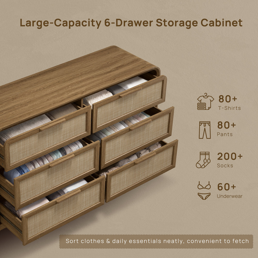 Woven 6-Drawer Dresser