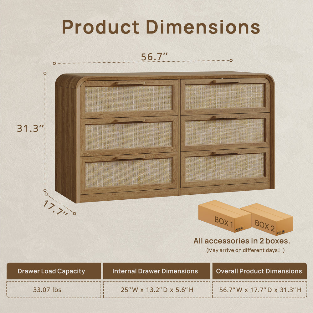 Woven 6-Drawer Dresser