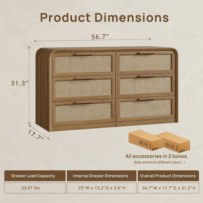 Woven 6-Drawer Dresser