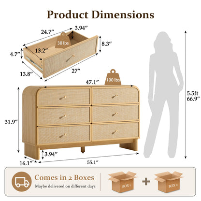 Woven 6-Drawer Dresser B