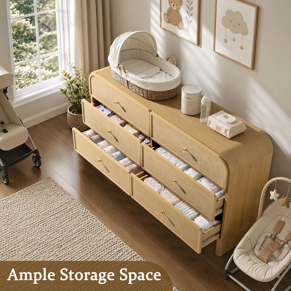 Woven 6-Drawer Dresser B