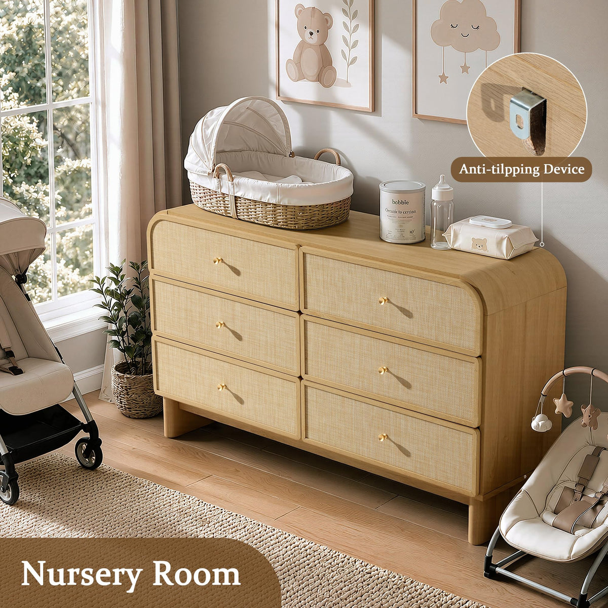 Woven 6-Drawer Dresser B