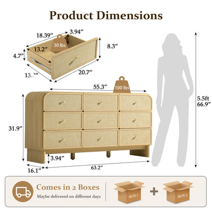 Woven 9-Drawer Dresser B