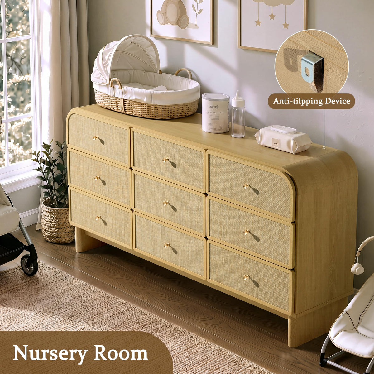 Woven 9-Drawer Dresser B