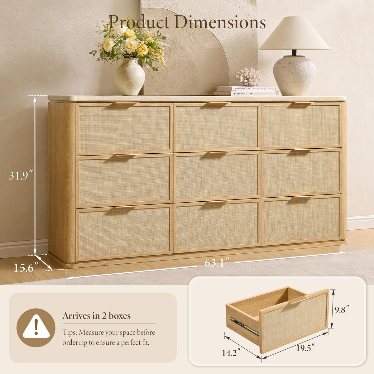 Woven 9-Drawer Dresser