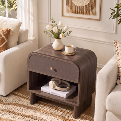 Woven 1-Drawer Nightstand B