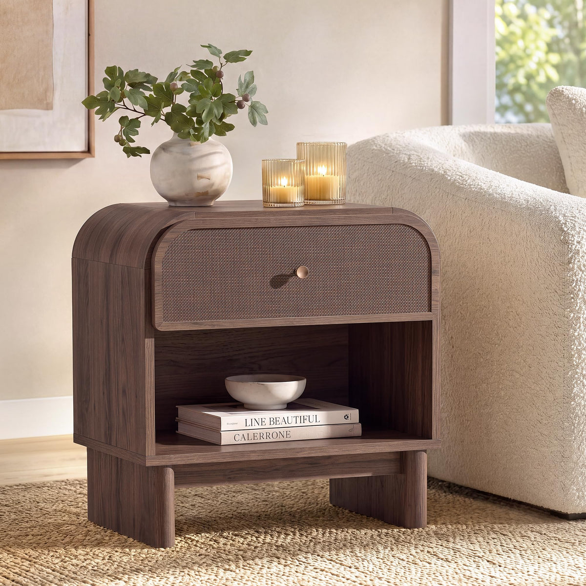 Woven 1-Drawer Nightstand B