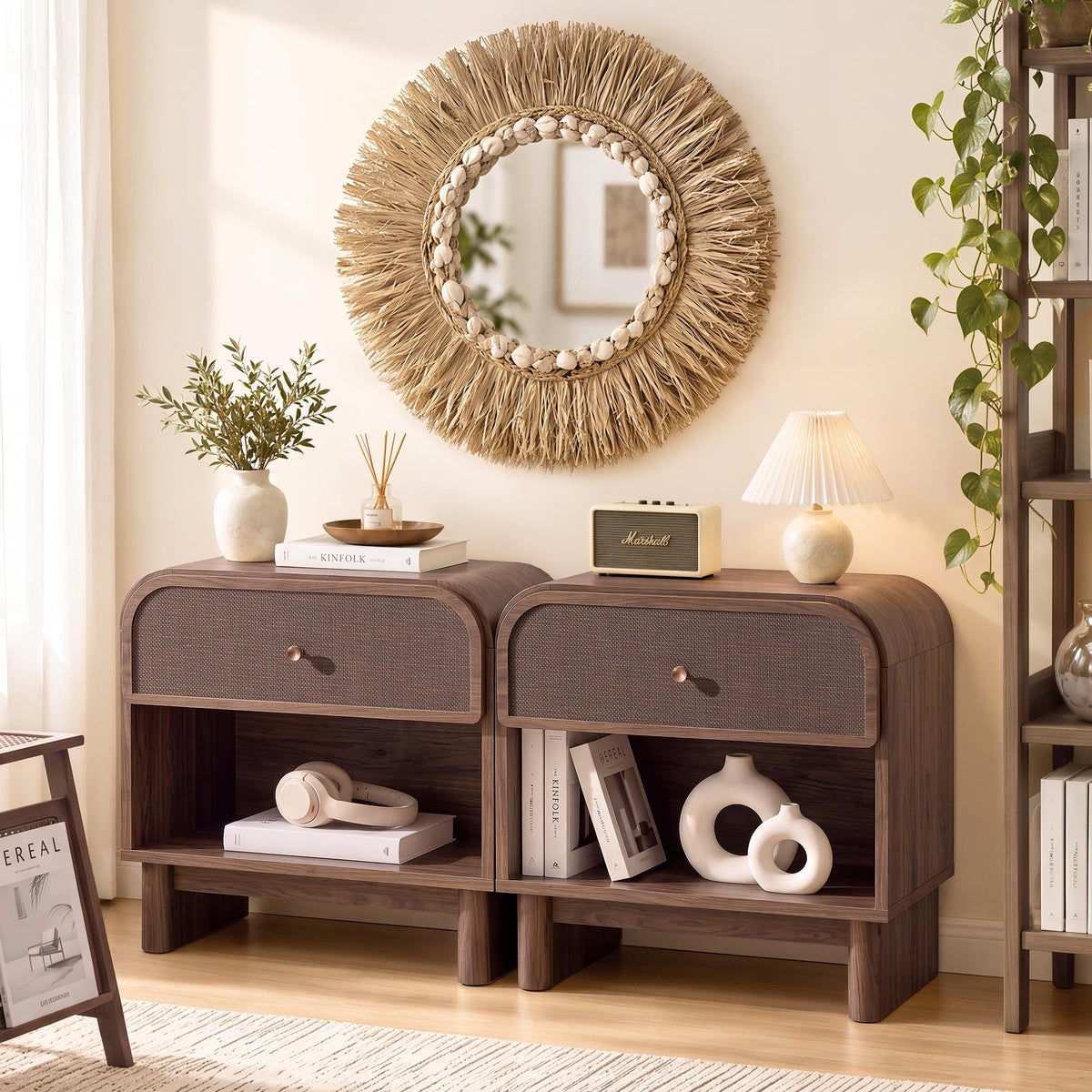 Woven 1-Drawer Nightstand B