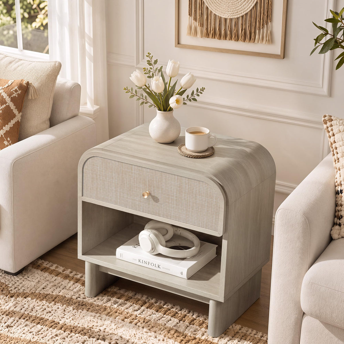 Woven 1-Drawer Nightstand B