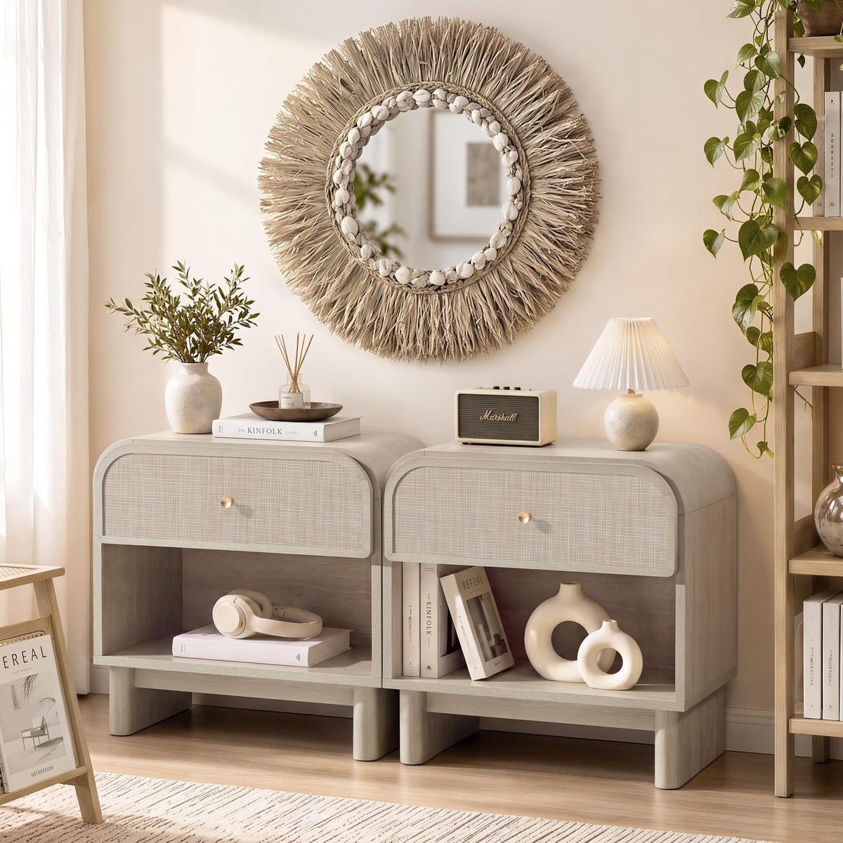 Woven 1-Drawer Nightstand B