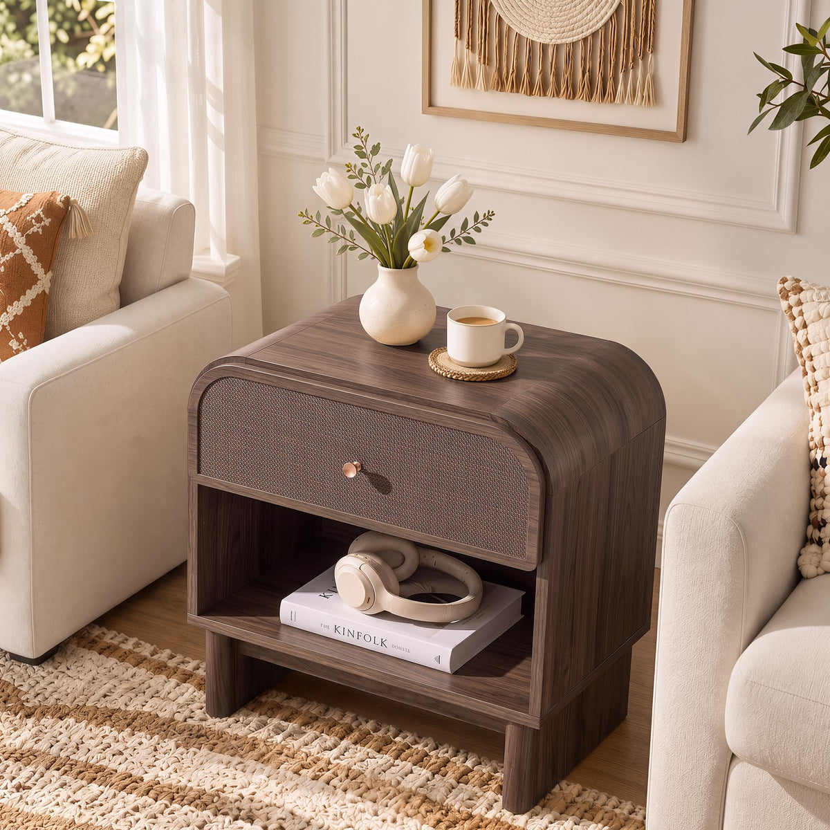 Woven 1-Drawer Nightstand B