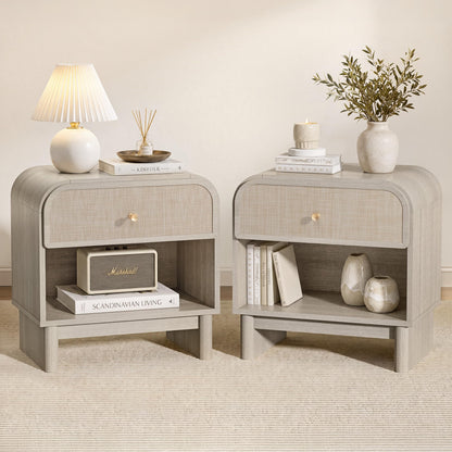 Woven 1-Drawer Nightstand B