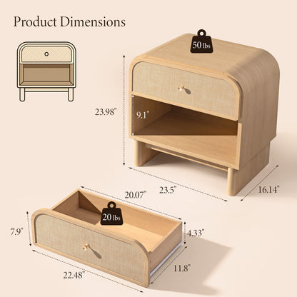 Woven 1-Drawer Nightstand B