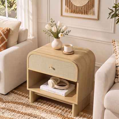Woven 1-Drawer Nightstand B