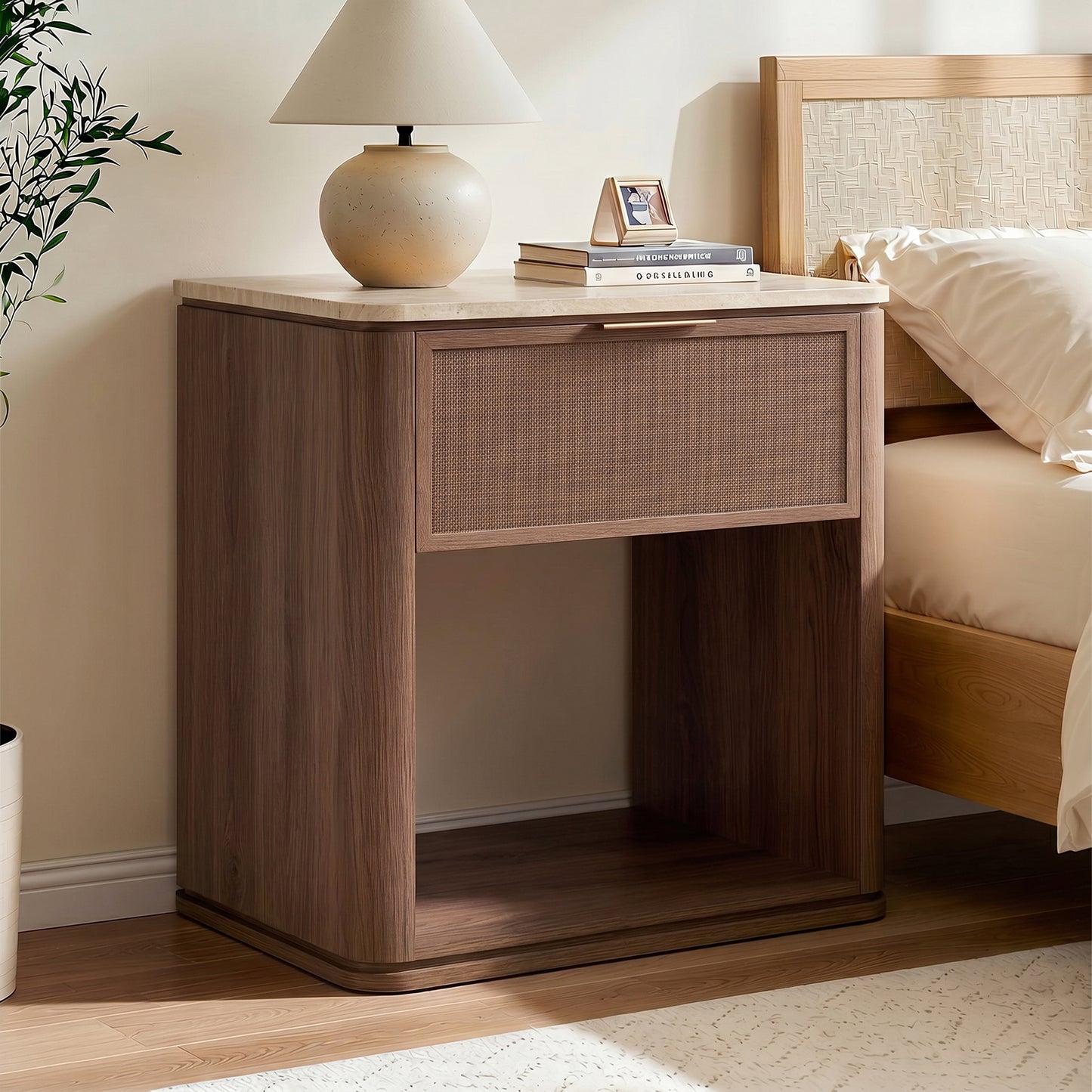Woven 1-Drawer Nightstand