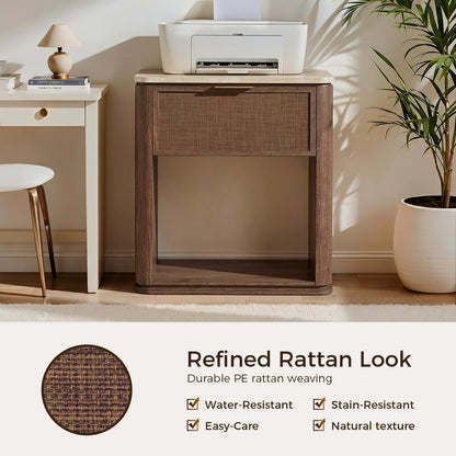 Woven 1-Drawer Nightstand