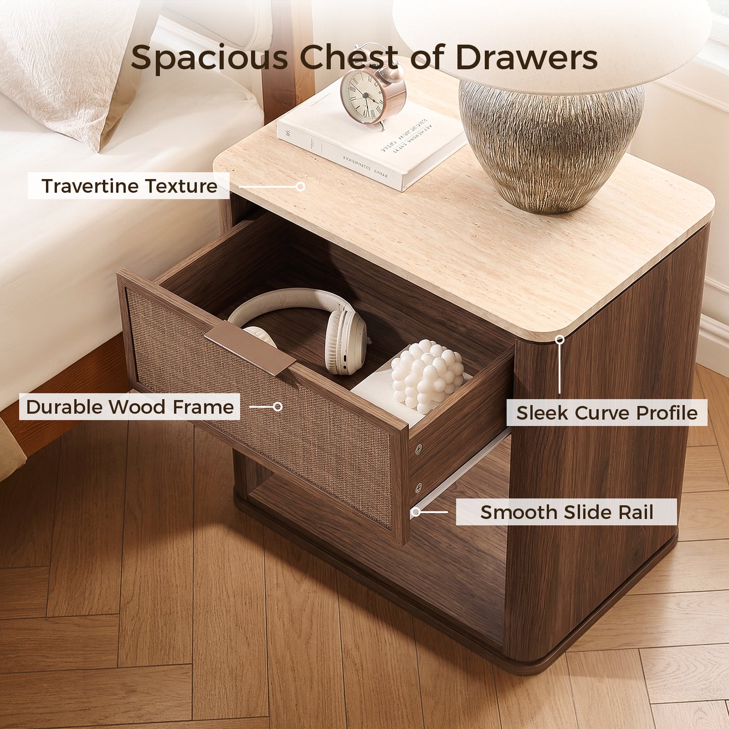 Woven 1-Drawer Nightstand