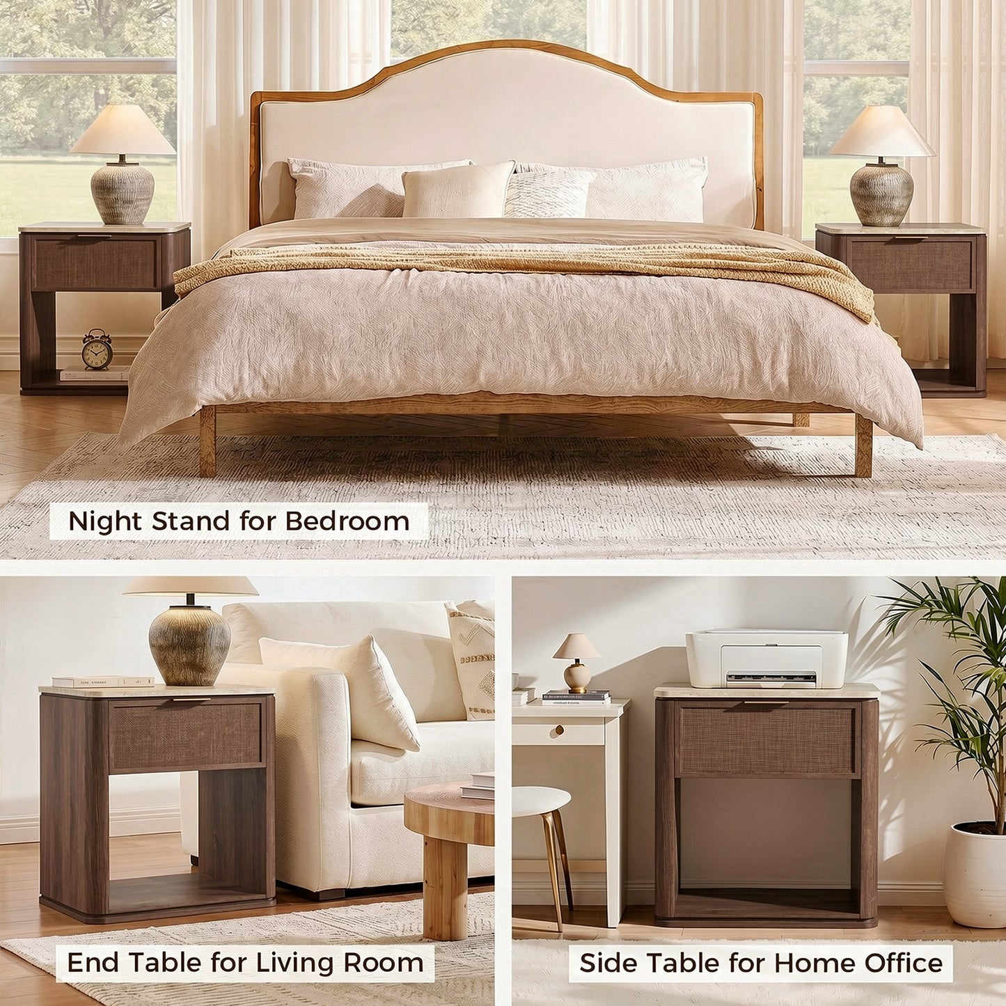 Woven 1-Drawer Nightstand