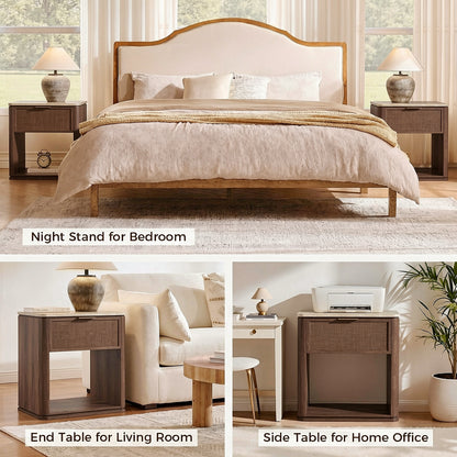 Woven 1-Drawer Nightstand