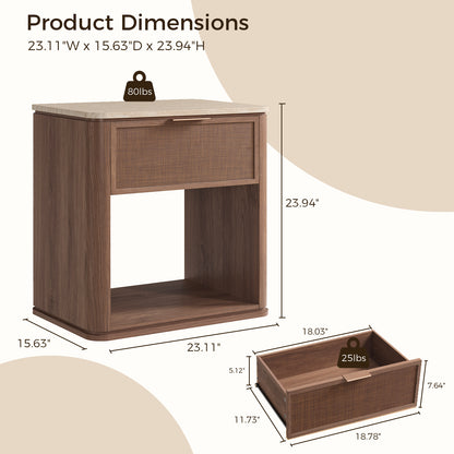 Woven 1-Drawer Nightstand