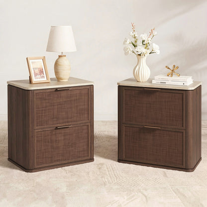 Woven 2-Drawers Nightstand