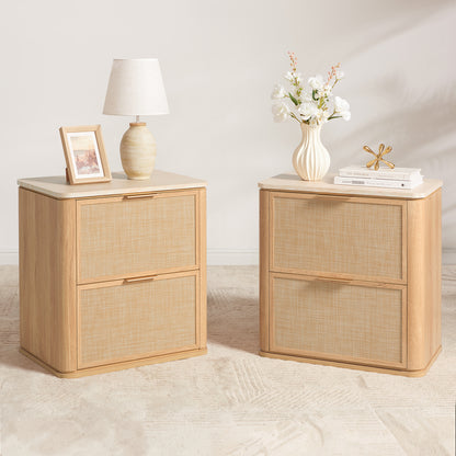 Woven 2-Drawers Nightstand
