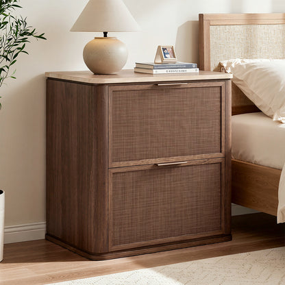 Woven 2-Drawers Nightstand