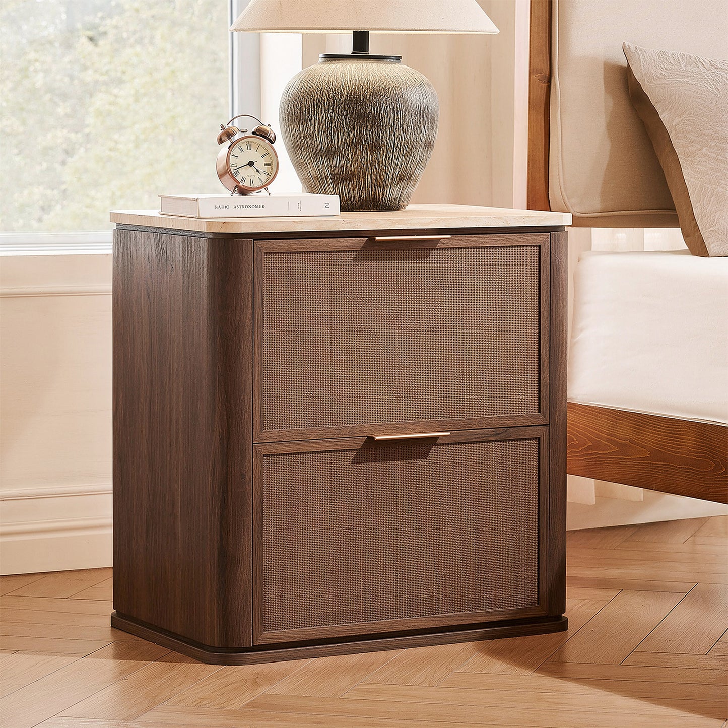 Woven 2-Drawers Nightstand