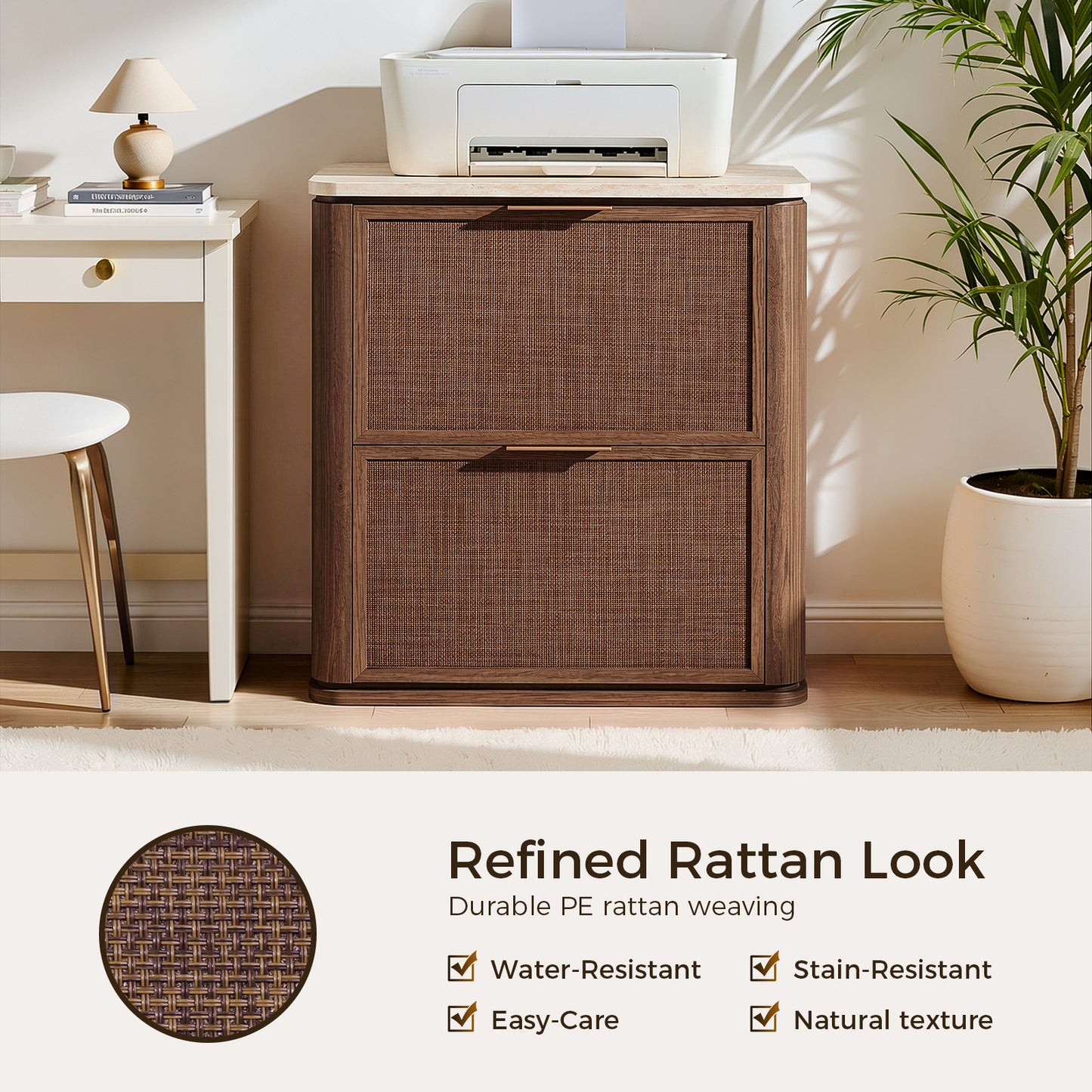 Woven 2-Drawers Nightstand