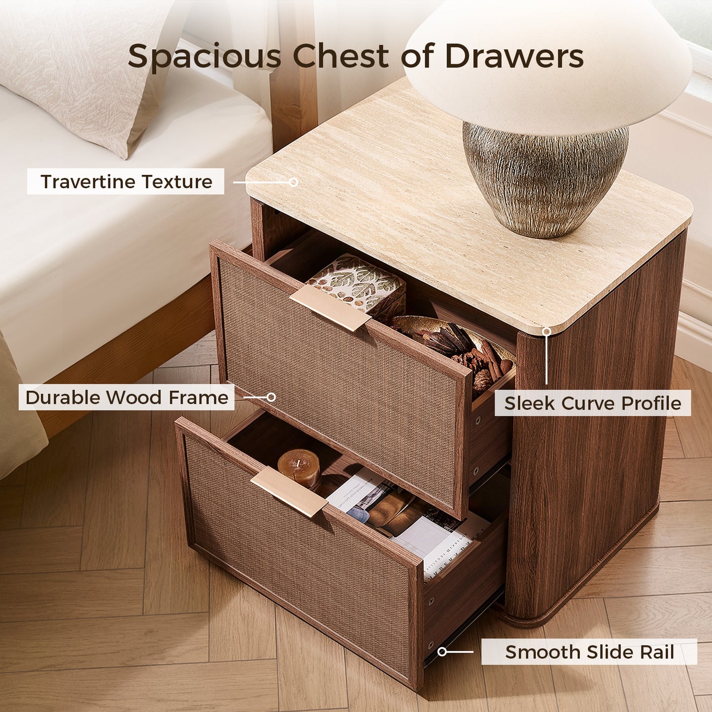 Woven 2-Drawers Nightstand