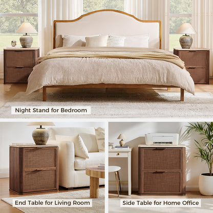 Woven 2-Drawers Nightstand