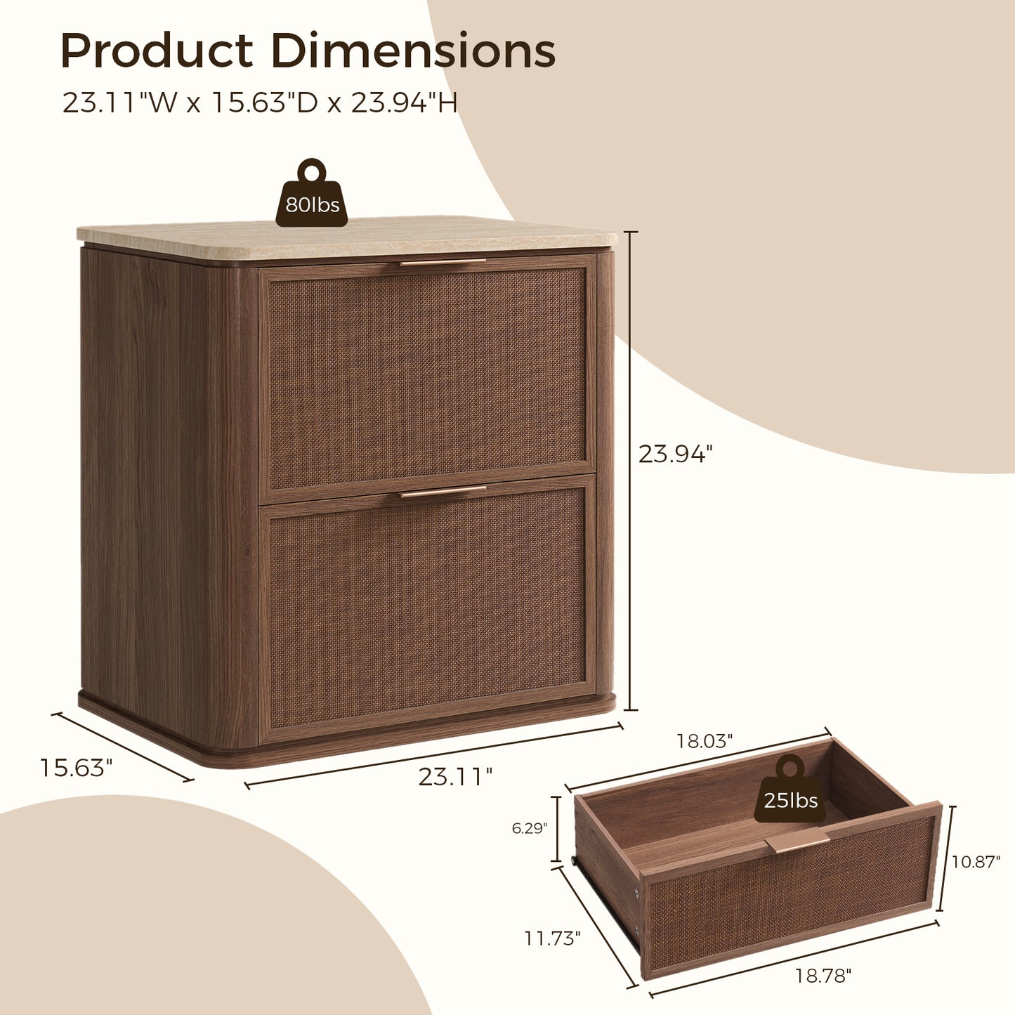 Woven 2-Drawers Nightstand