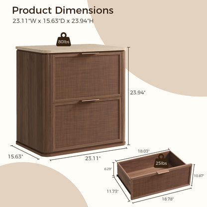 Woven 2-Drawers Nightstand