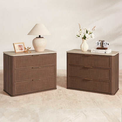 Woven 3-Drawers Nightstand