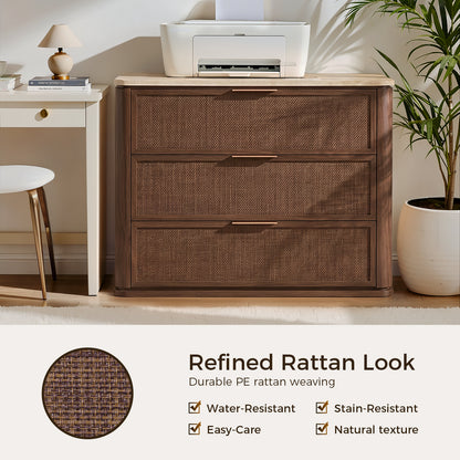Woven 3-Drawers Nightstand