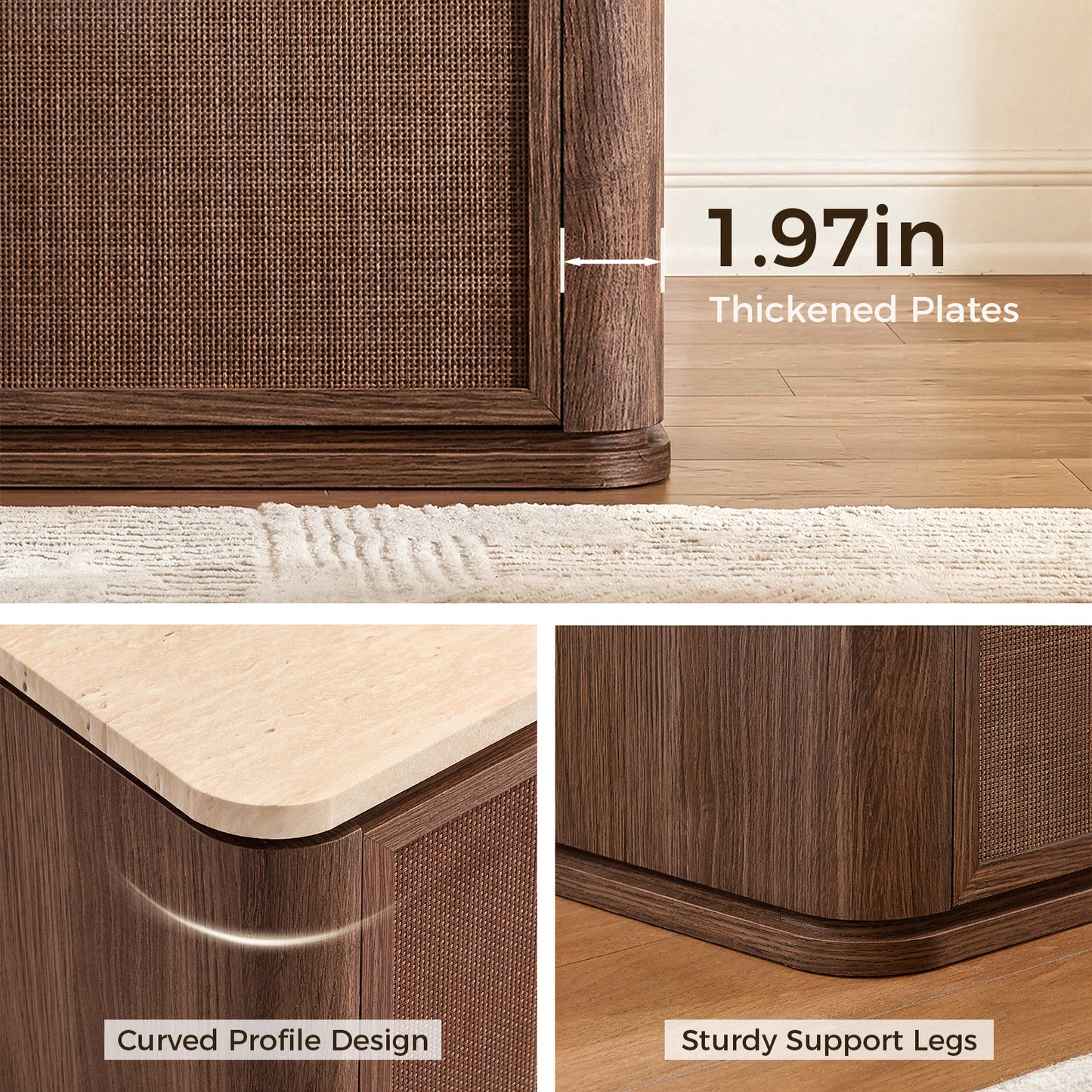 Woven 3-Drawers Nightstand