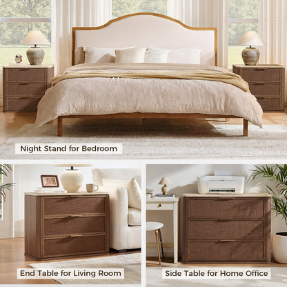 Woven 3-Drawers Nightstand