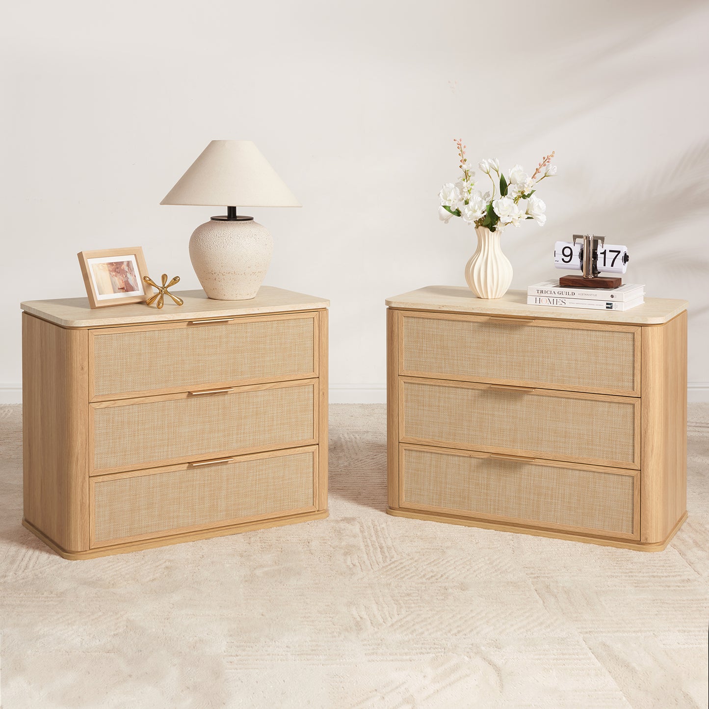 Woven 3-Drawers Nightstand