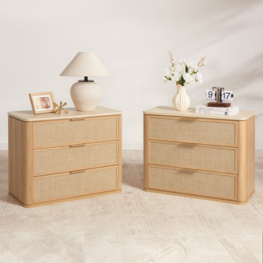 Woven 3-Drawers Nightstand