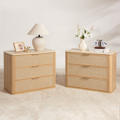 Woven 3-Drawers Nightstand