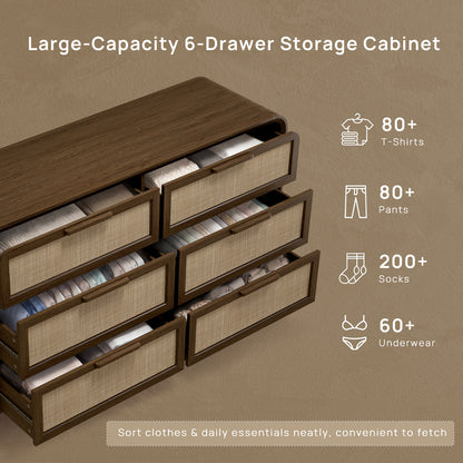 Woven 6-Drawer Dresser