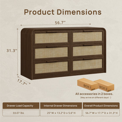 Woven 6-Drawer Dresser