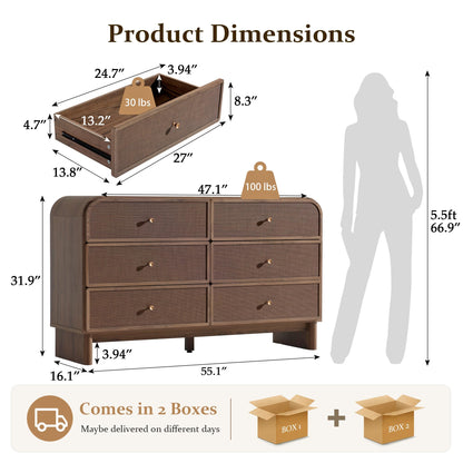 Woven 6-Drawer Dresser B