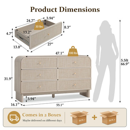 Woven 6-Drawer Dresser B